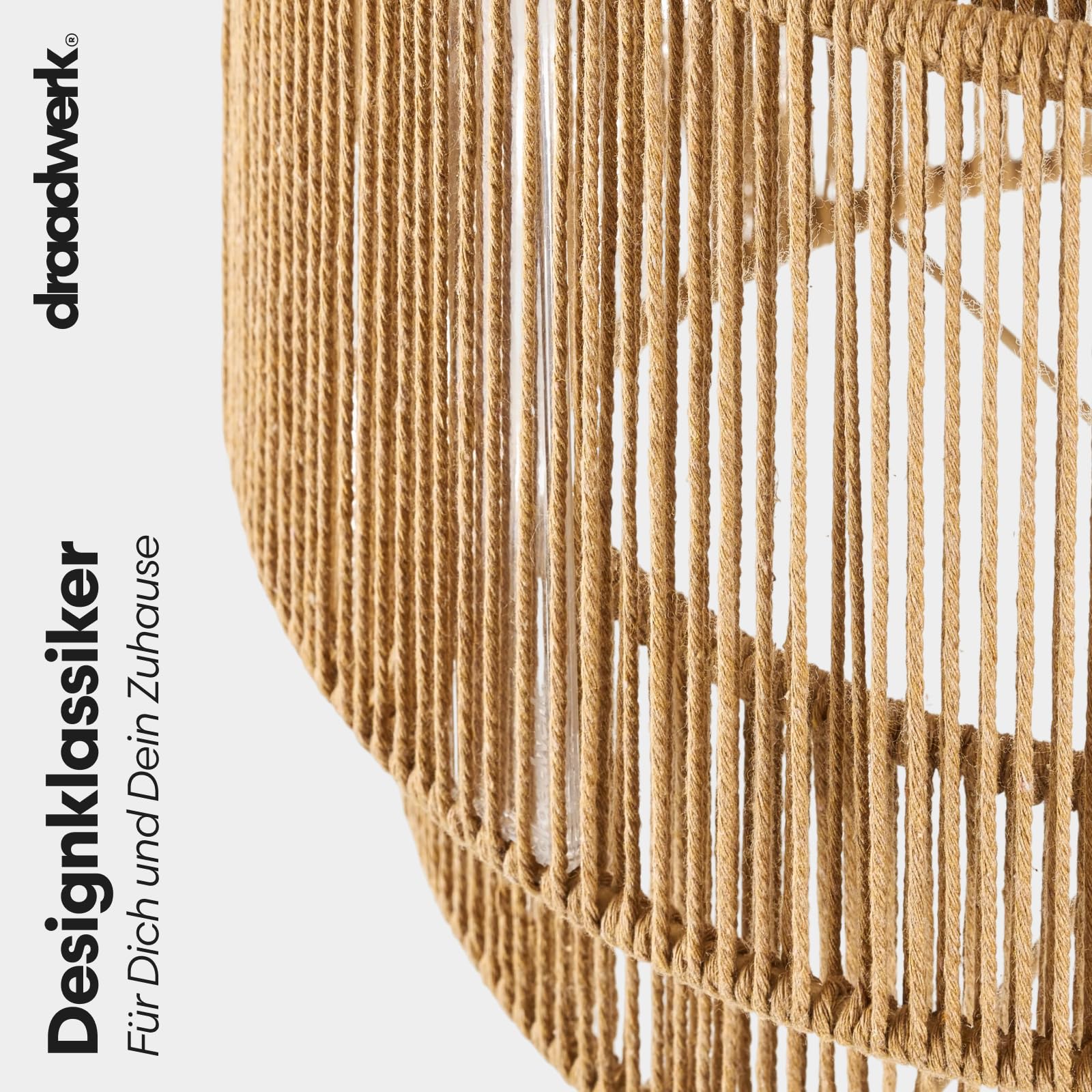 draadwerk® Deckenleuchte String | Deckenleuchte aus 2 Lampenschirmen, Natur, Modern Skandinavisch/Boho, für Wohnzimmer, Esszimmer, Schlafzimmer, 40cm Durchmesser | Fillia