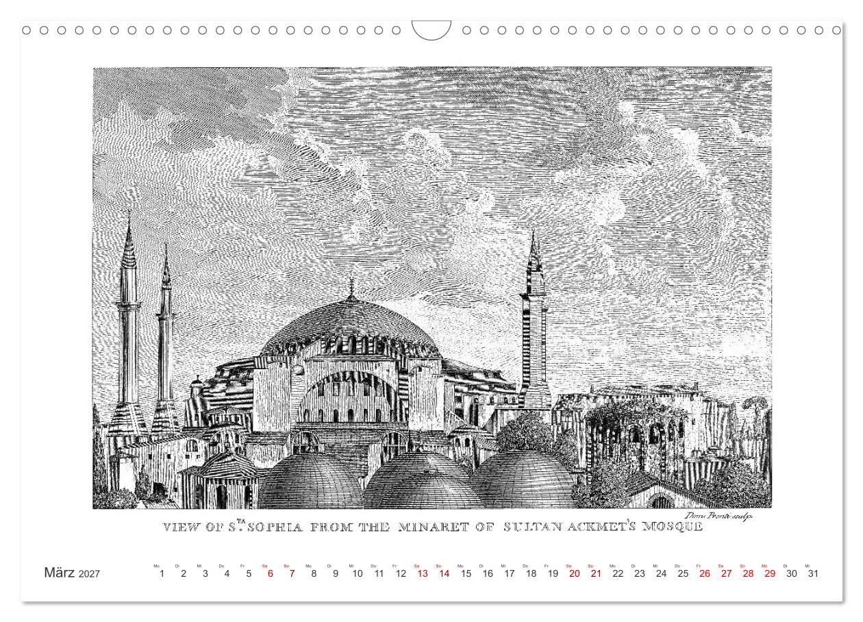 CALVENDO - Istanbul - Hauptstadt des osmanischen Reiches seit 1453 (Wandkalender 2027 DIN A3 quer), Monatskalender: Historische Ansichten Istanbuls