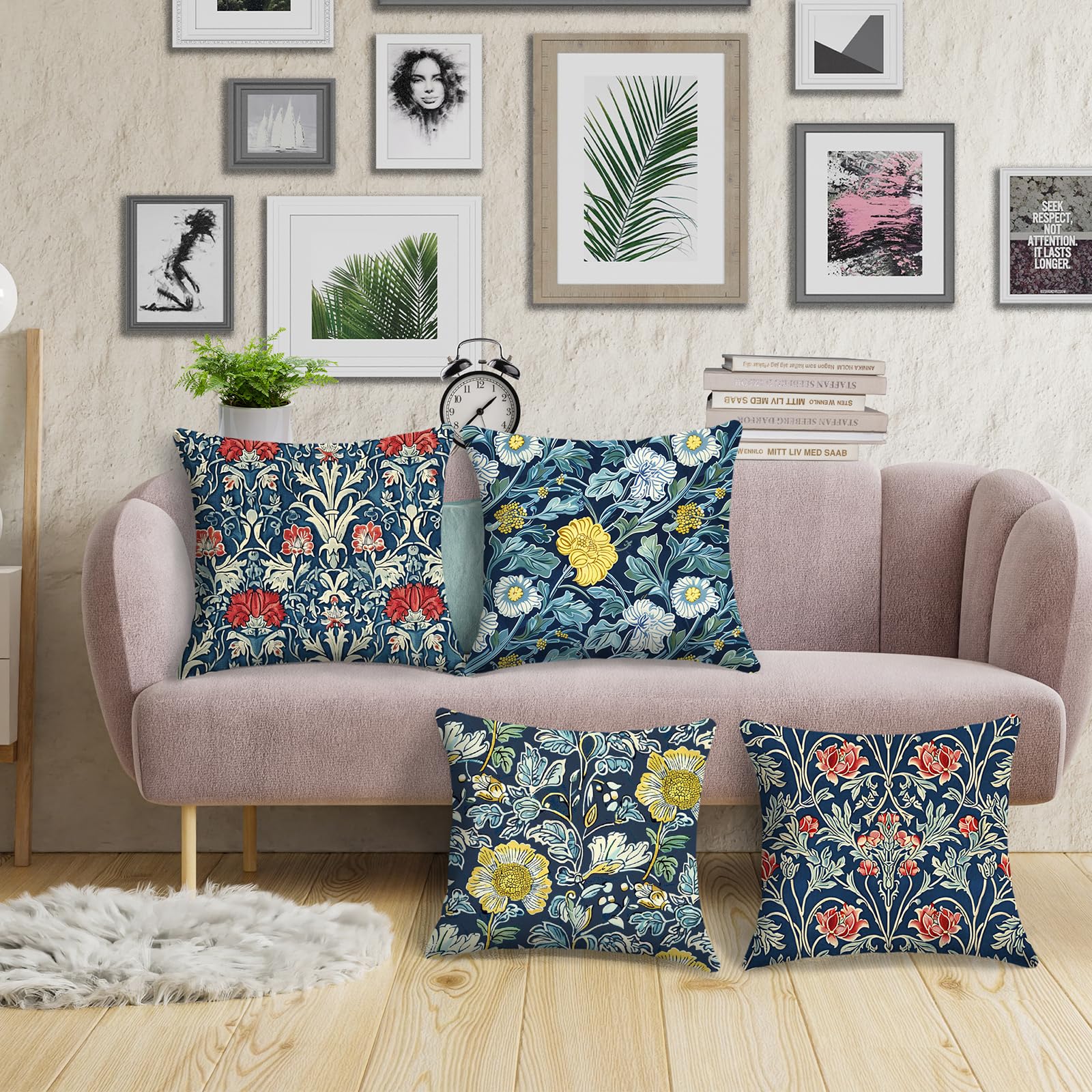 SUNFYCN Kissenbezug – William Morris Design, Fuchs-Muster, 45x45 Cm, Flanell, Für Sofa & Bett