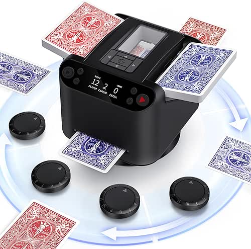 Automatic Card Shuffler and Dealer 2-in-1, 2 Deck 360° Rotating