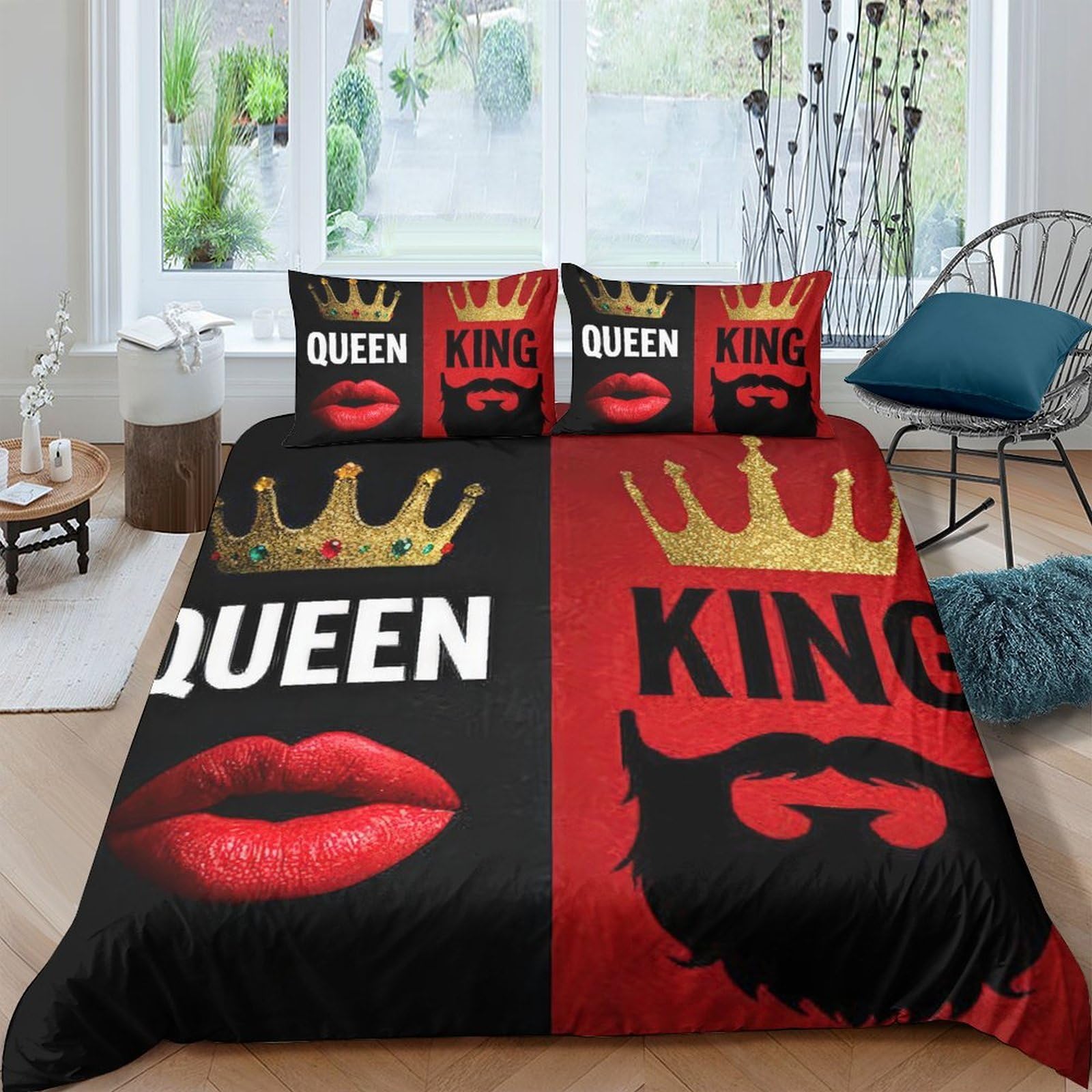 Ctjqhvkz Style-6 3D Printed Queen King Fitted Sheet Microfiber Red Black Lips Crown Mattress Cover For Bedroom Home Decor Single（135X200cm）