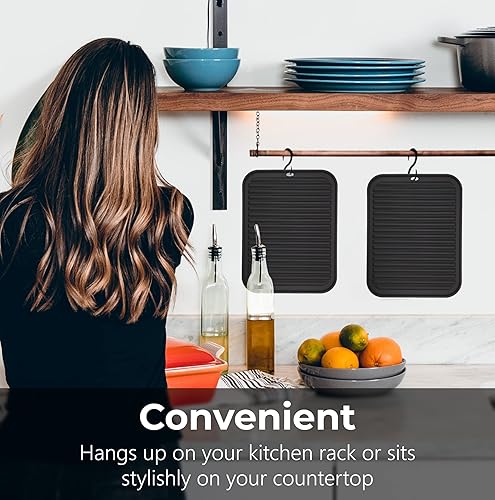 Miniatura 5 de Salvamanteles de silicona para platos calientes, ollas, sartenes (paquete de 4)  Soportes de ollas resistentes al calor para alfombrillas de