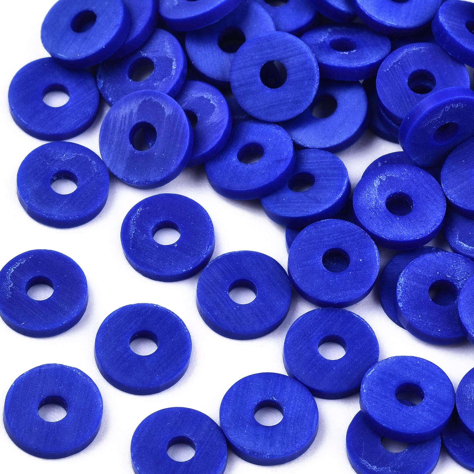 Cheriswelry 1175pcs Polymer Clay Beads 6mm Flat Round Disc Beads Handmade Clay Spacer Heishi Beads for Jewelry Bracelet Earring Making,Blue