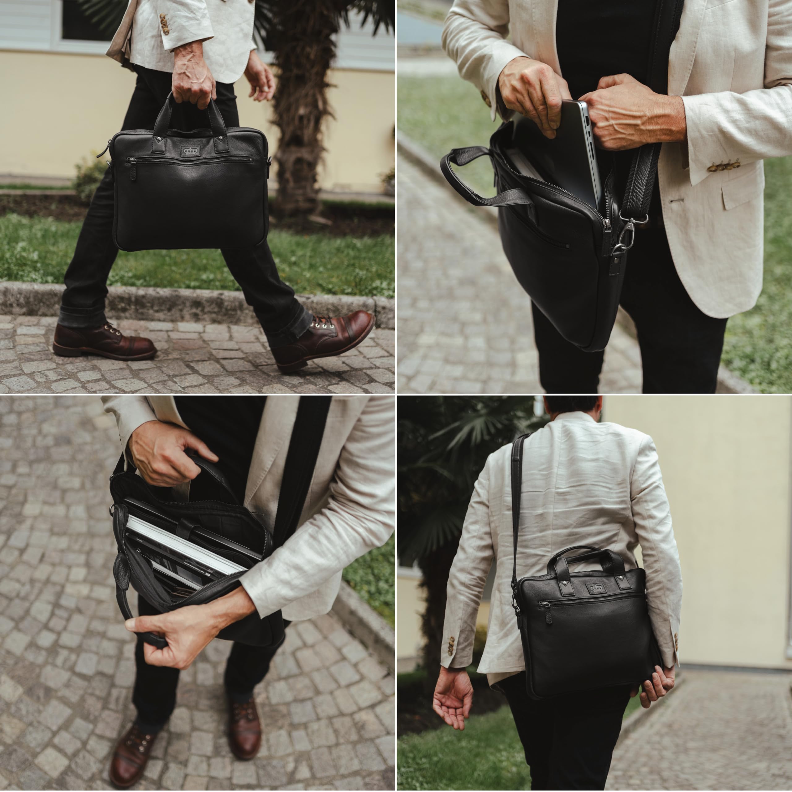 Baur Laptoptasche Echtleder 13-15,3 Zoll Handgefertigte Businesstasche Aktentasche