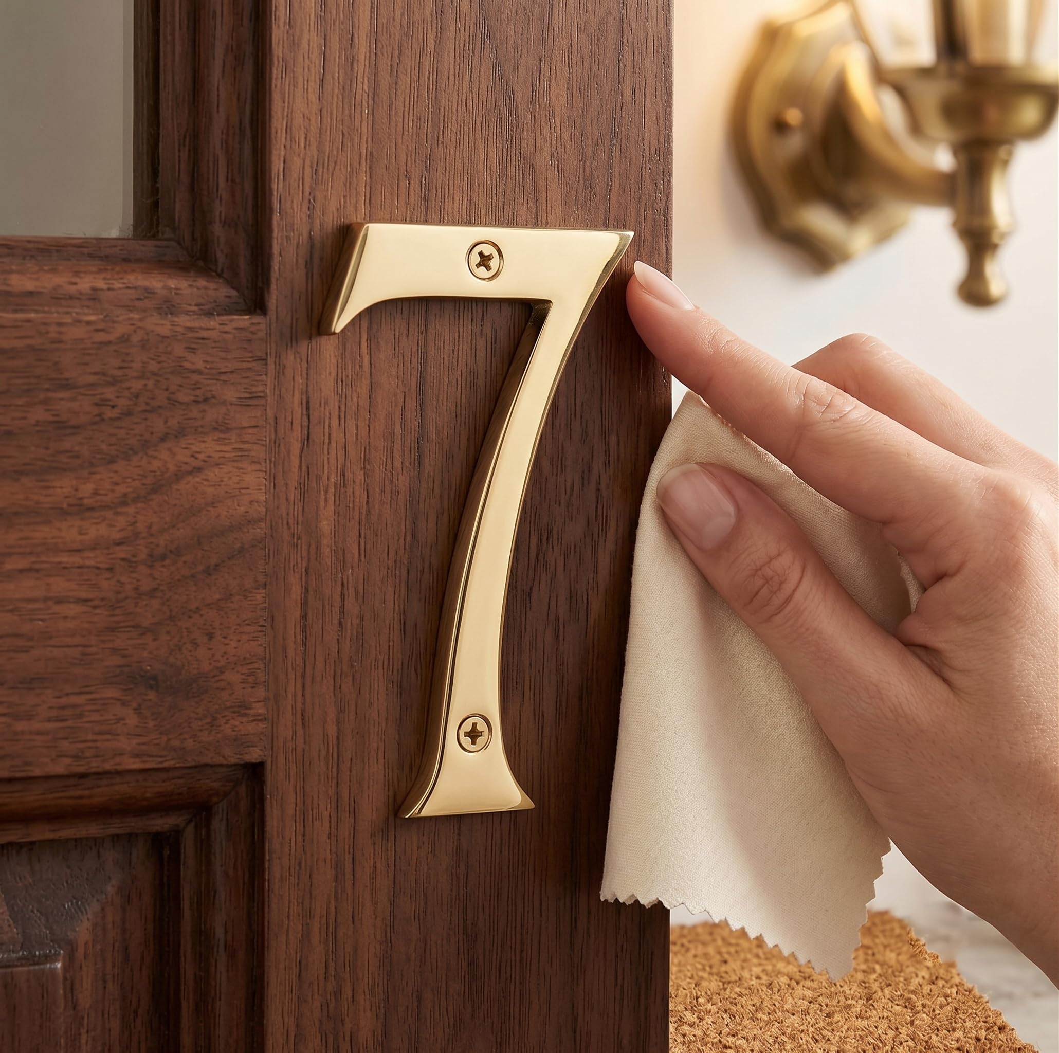 eSplanade 4" Brass House Hotel Door Number Plaque Sticky Numeric Numerical Digit 0-9 (7 (Seven)) — Amazon image 3