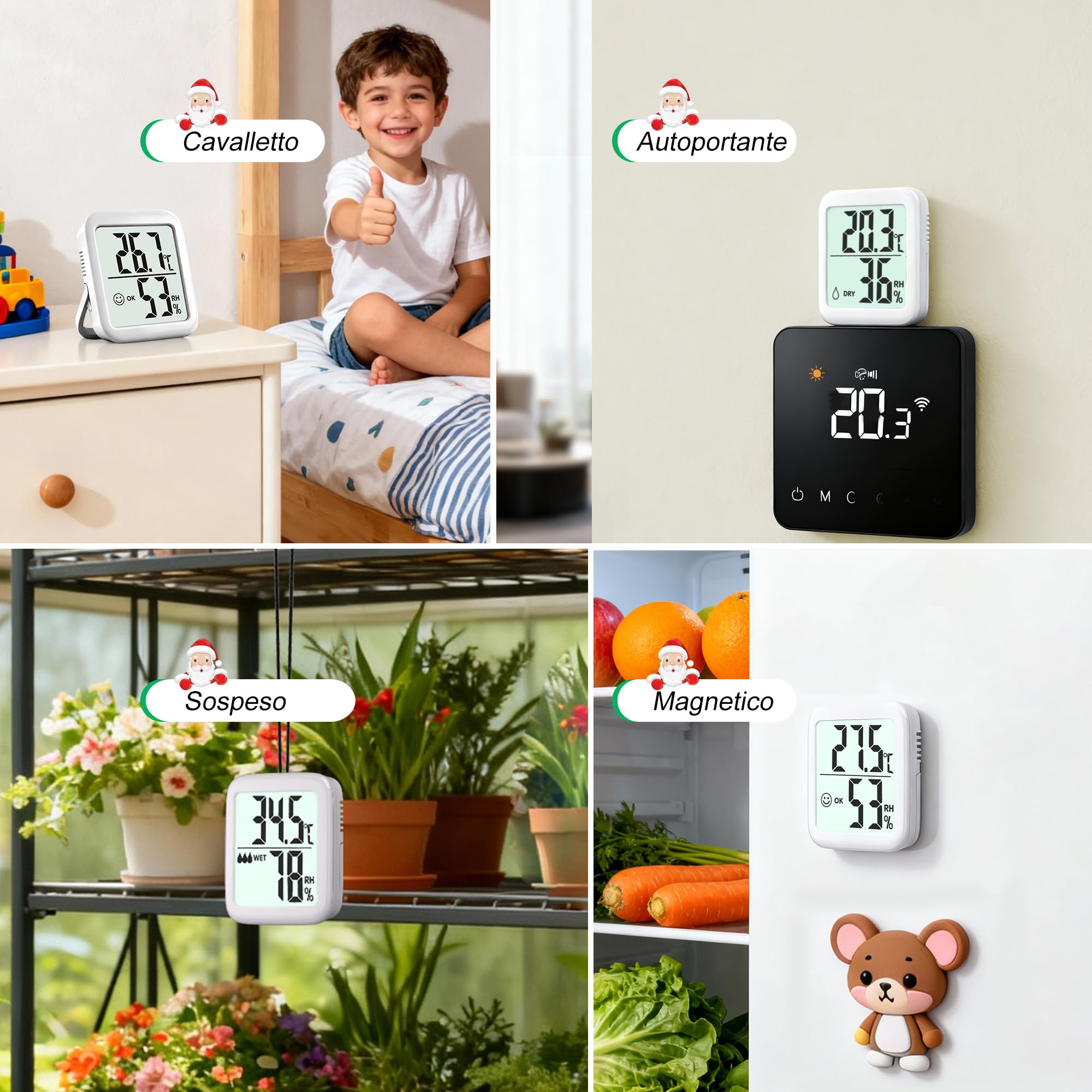 Termometro Ambiente Interno Igrometro Digitale 2 pezzi Monitor Temperatura Umidità per Casa Terrario Incubatrice Serra