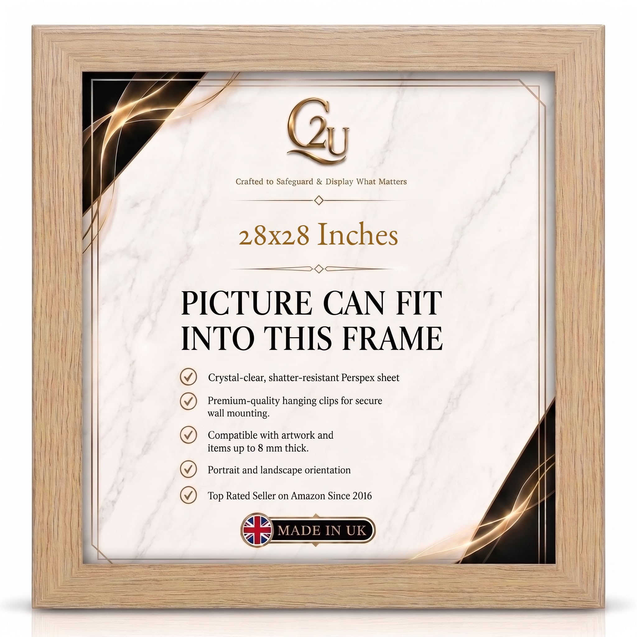 28 x 28 Inch (71.1 x 71.1 cm) Picture Frame | Engineered Wood Photo Poster Frame for Jigsaw Puzzles, Certificates & Artwork| Wall Mount | Portrait or Landscape. — image 1