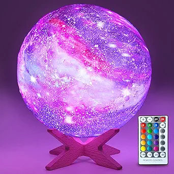 5.9 inch Moon Lamp Kids Night Light Galaxy Lamp Rechargeable Battery Touch & Remote Control 16 Colors LED Moon Light as Birthday Gifts for Boys/Girls/Kids