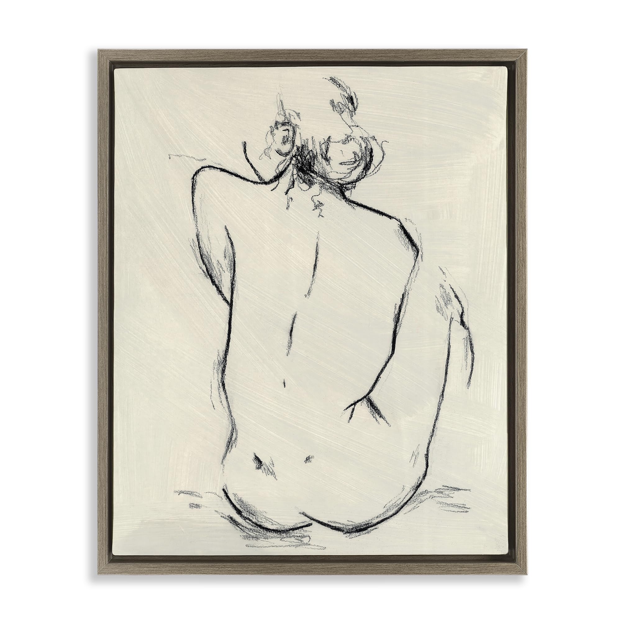 Stupell Industries Montalcino Elm (Textured) 'Nude Sitting Study', Floating Frame Canvas Art, Brown, 25 X 31 Inches, Easy To Hang And Sturdy, Made In Usa, By Chloe Elliot