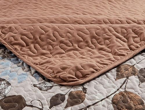 Miniatura 3 de Kids Zone Home Linen - Juego de cobertor de cama de 3 piezas de tamaño Over Size, California King y King con estampado de hojas