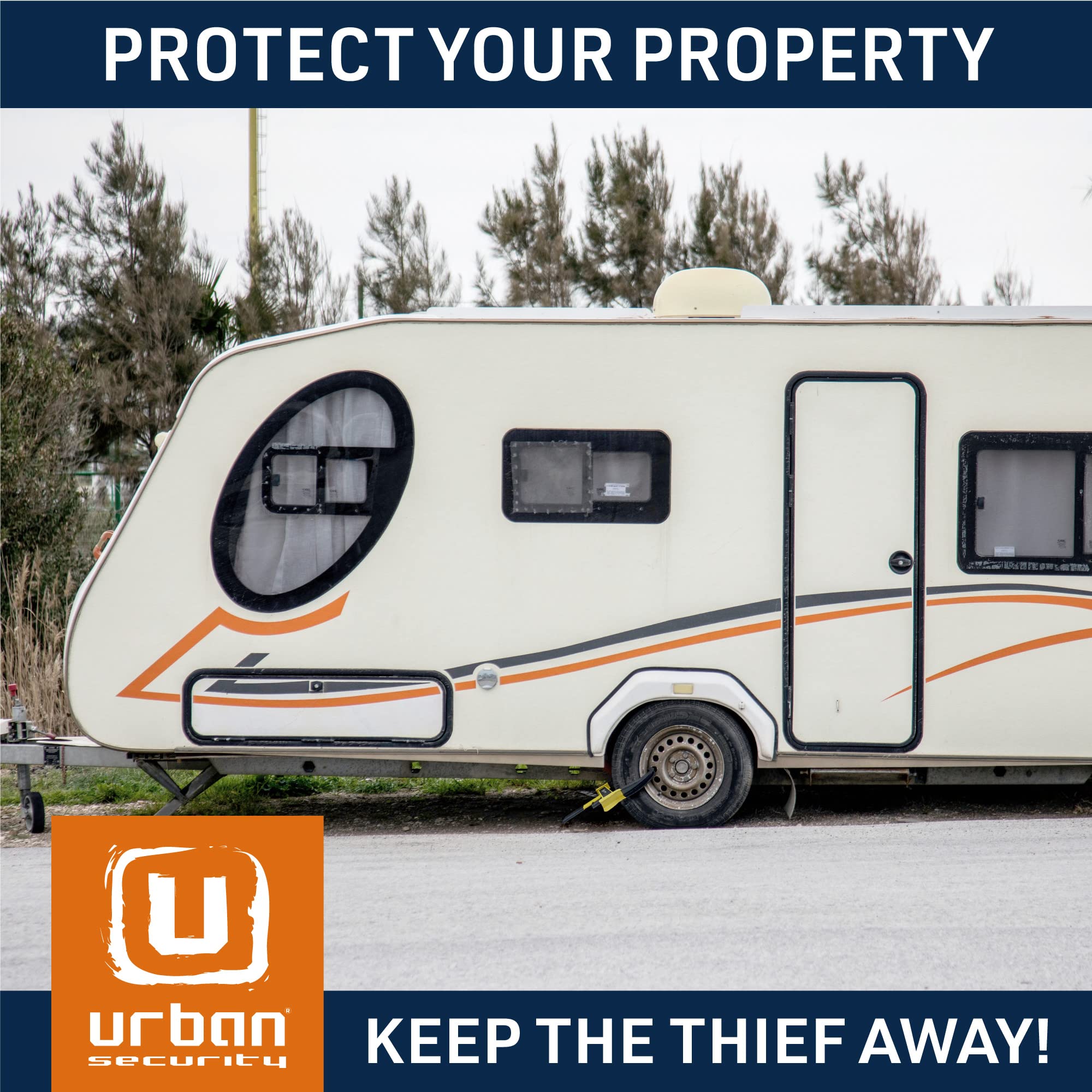 URBAN UR920 Cepo Antirrobo Rueda Coche, Más visible, 10-26cm Más Ajustable, Protección Cerradura Curva Alta Seguridad, Bloqueo Antirobo Inmovilizador Auto Remolque Caravana, Resistente a Rasguños