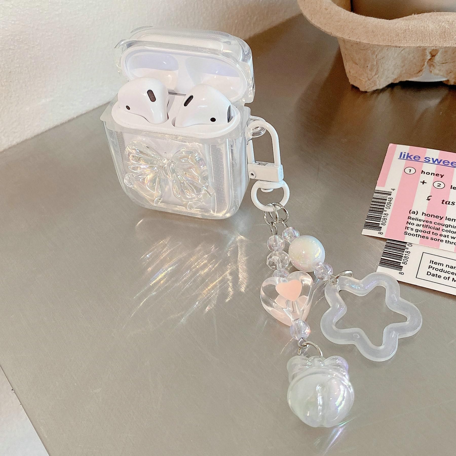 JANDM AirPods 3 Schutzhülle – Transparent Mit Katzen-Druck, Inkl. Schlüsselanhänger | Stoßfestes Silikon