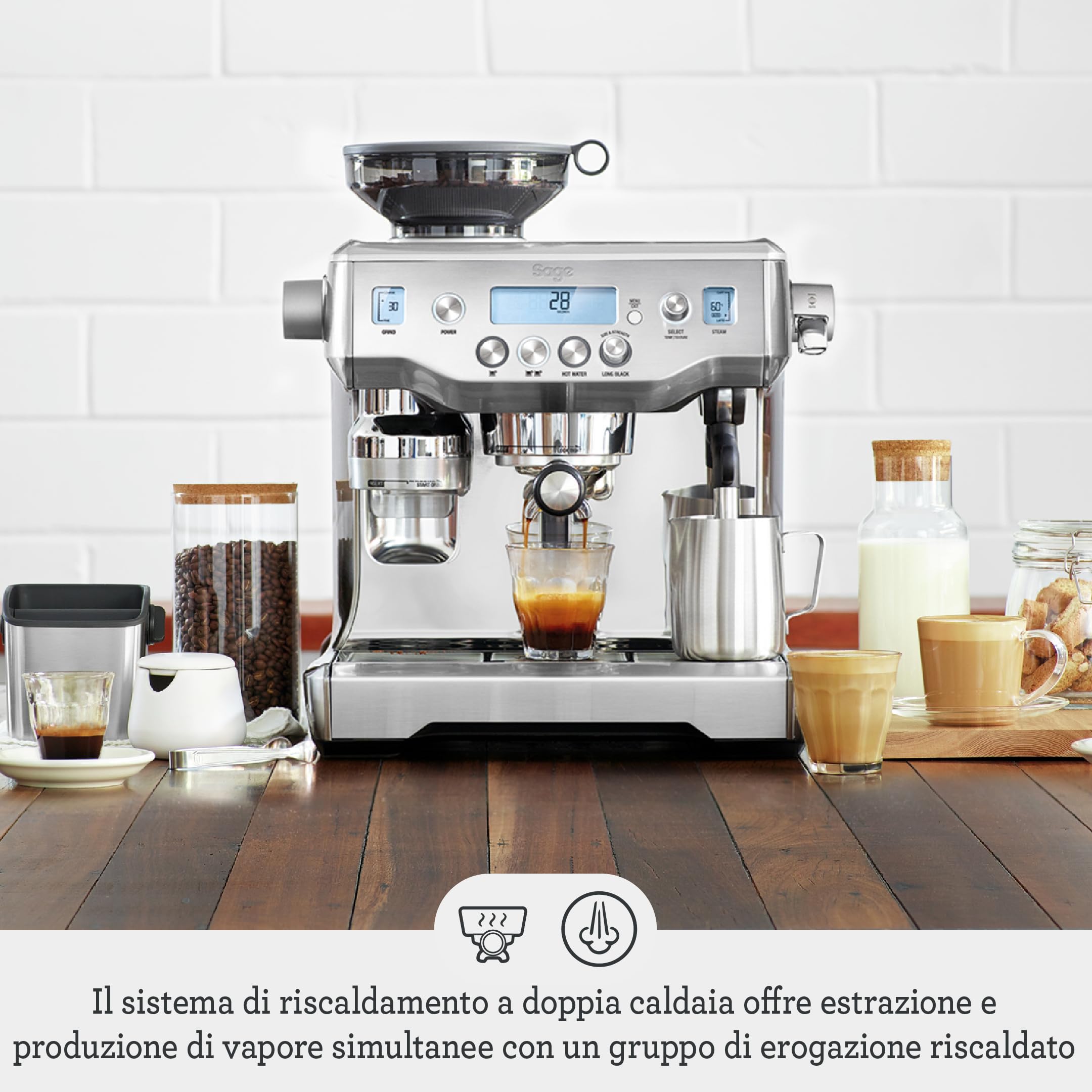 Sage - The Oracle - Macchina da Caffè in Grani con Montalatte Manuale e Automatico - Acciaio Inox Spazzolato