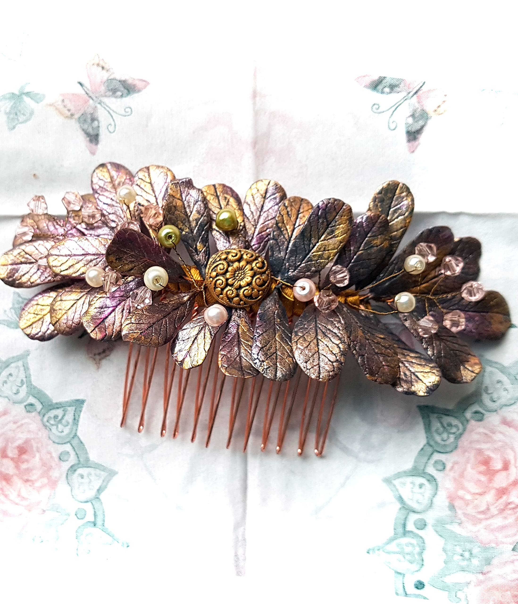 Peineta Sposa Ornamento Fiaba per capelli-Fiori Porcellana porcellana porcellana fredda accessori per capelli-pettine per capelli