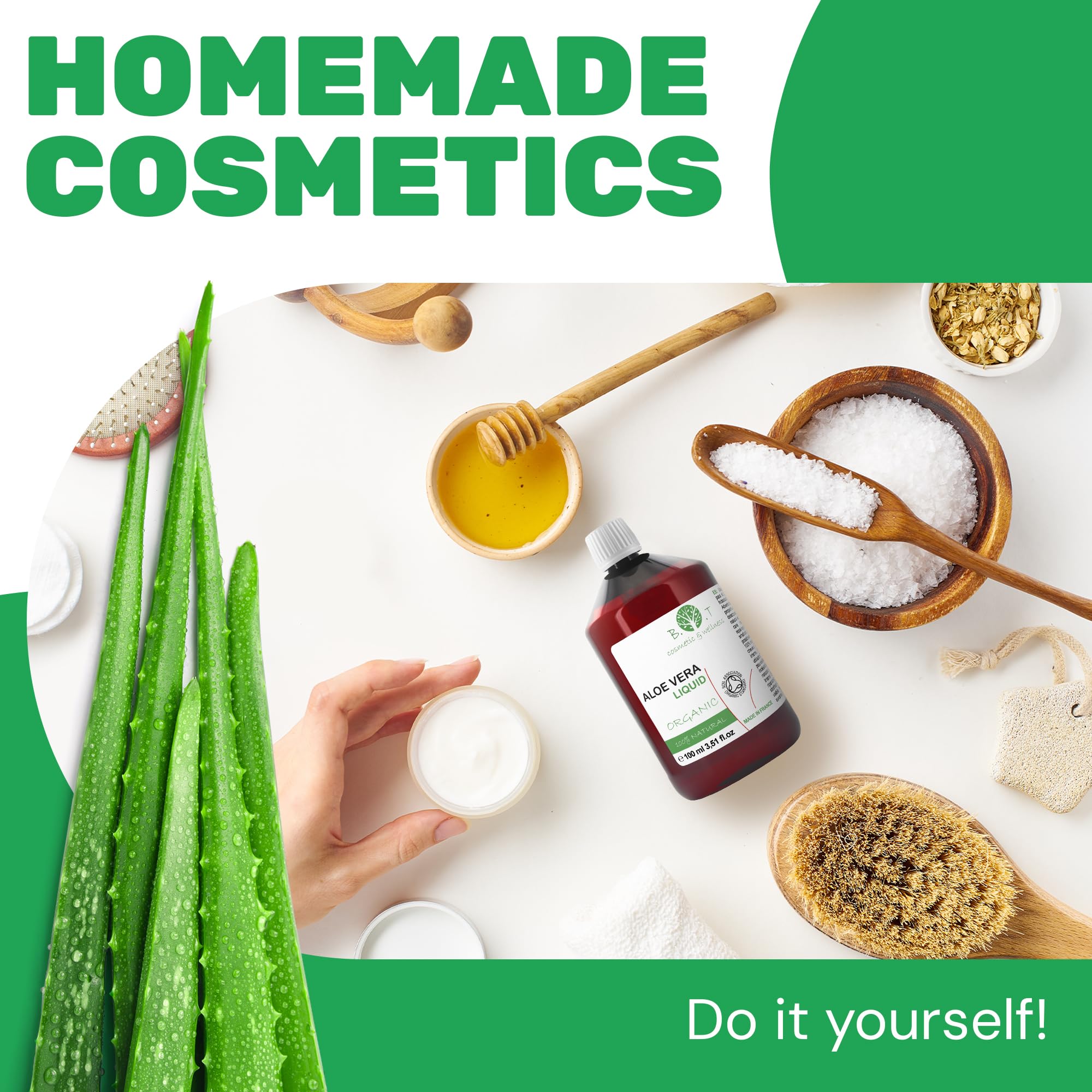 B.O.T cosmetic & wellness - Concentré d'Aloe Vera Bio Frais | 100% Naturel et Pur | Pressé à Froid | Soins et Hydratation de la Peau et Cheveux | Idéal pour Cosmétiques Maison, Taille: 5L
