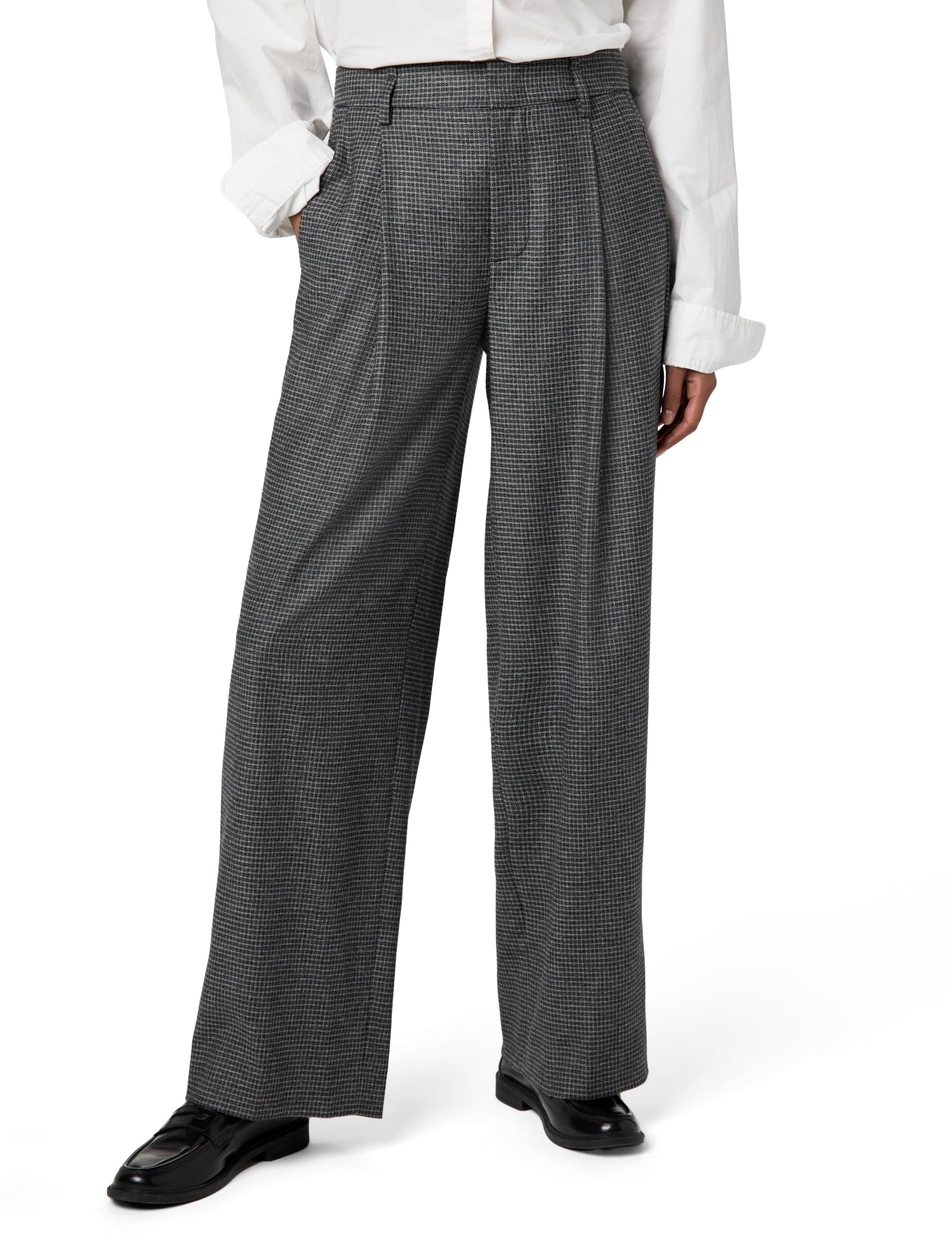 Vince Womens High Waisted Microcheck Wide Leg Trouser