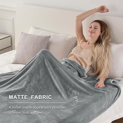 Miniatura 3 de SOCHOW Manta de franela de forro polar, 340 GSM para todas las estaciones, manta súper suave y acogedora para cama, sofá o sofá, gris, 50 x 70