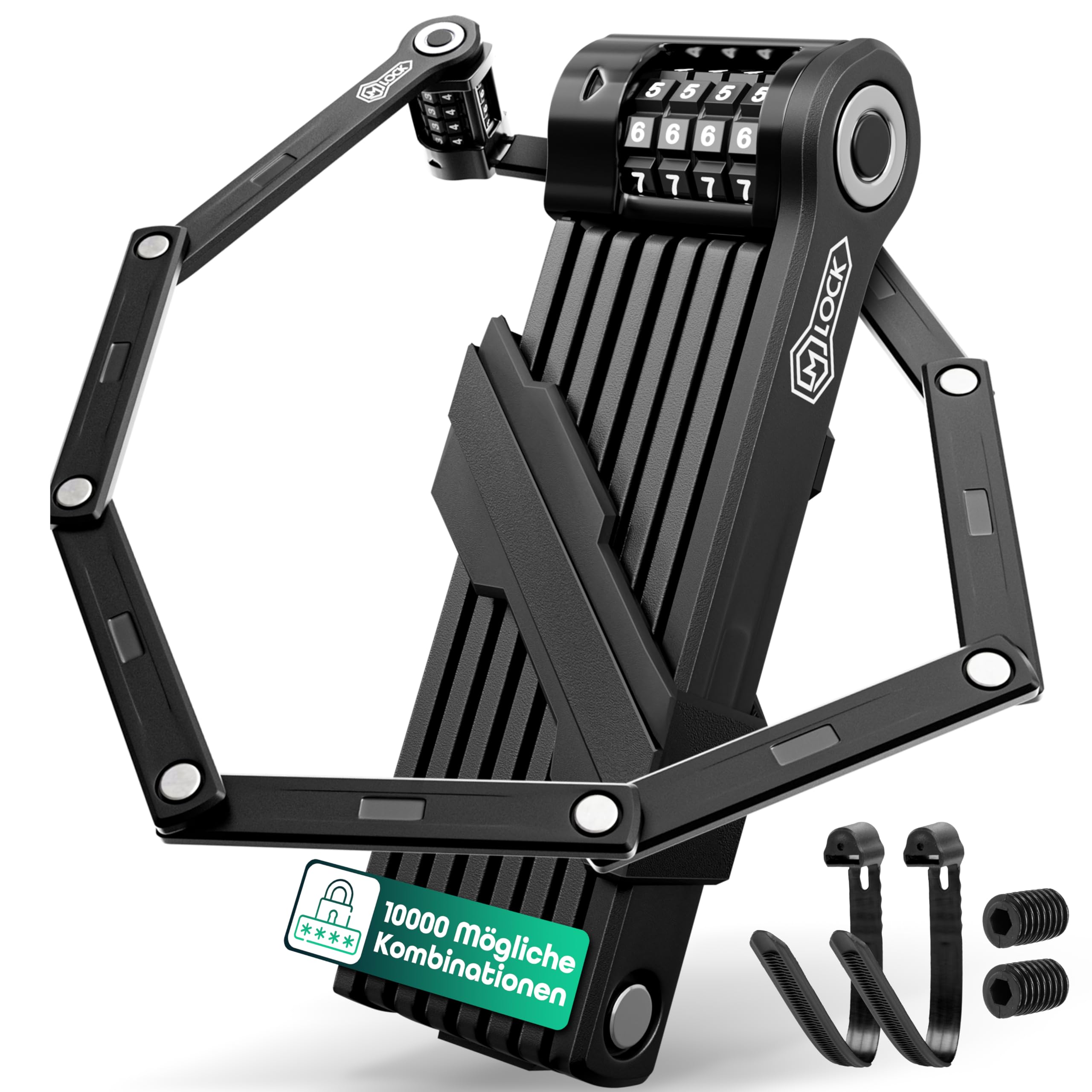Antivol pliable de 120 cm - Serrure à combinaison haute sécurité - Protection antivol pour vélo et vélo électrique - Serrure de sécurité robuste et inoxydable avec combinaison de broches