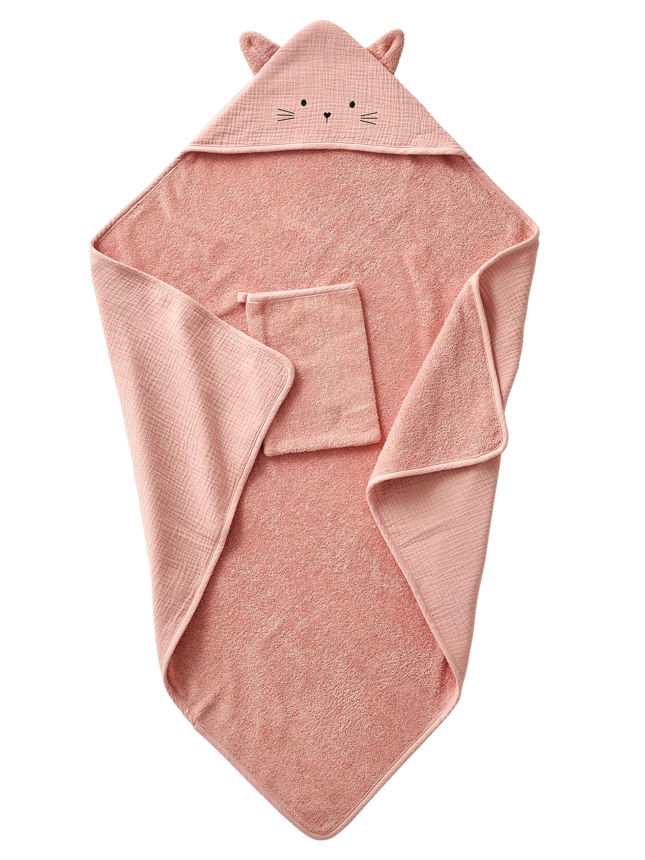 VERTBAUDET Cape de bain + gant en gaze de coton bio*,