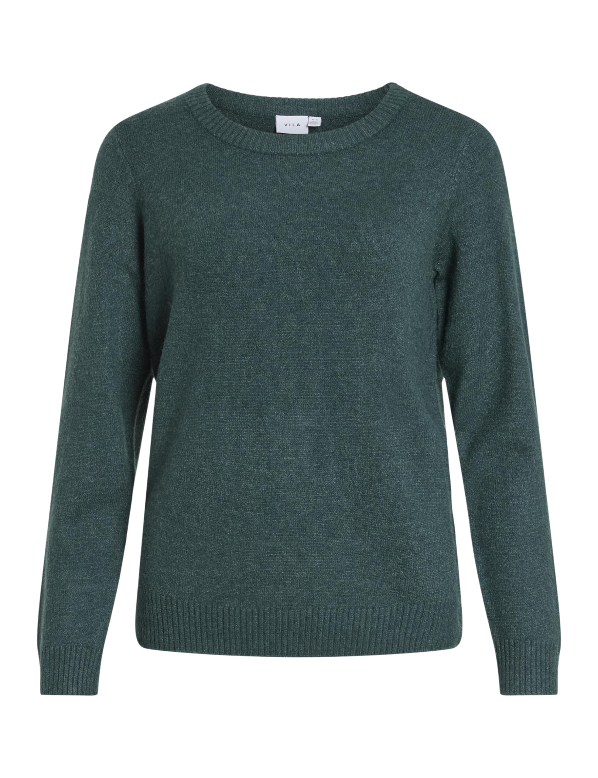 Vila Women's Viril O-Neck L/S Knit Top Noos, Ponderosa Pine/Detail: Dark Melange, S