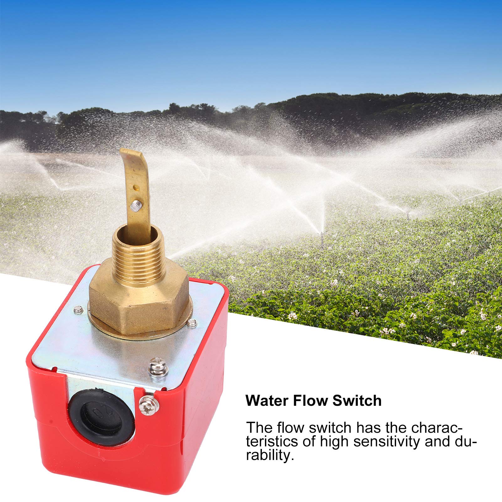 Interruptor de Flujo de Agua, Interruptor de Flujo de Agua de Latón con Interfaz G1/2, Duradero para de Tratamiento de Agua de Aire Acondicionado Central