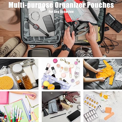 Miniatura 7 de Bolsa de aseo aprobada por la TSA, juego de 3 bolsas de aseo de viaje transparentes con cremallera de un cuarto de galón, bolsa de viaje impermeable