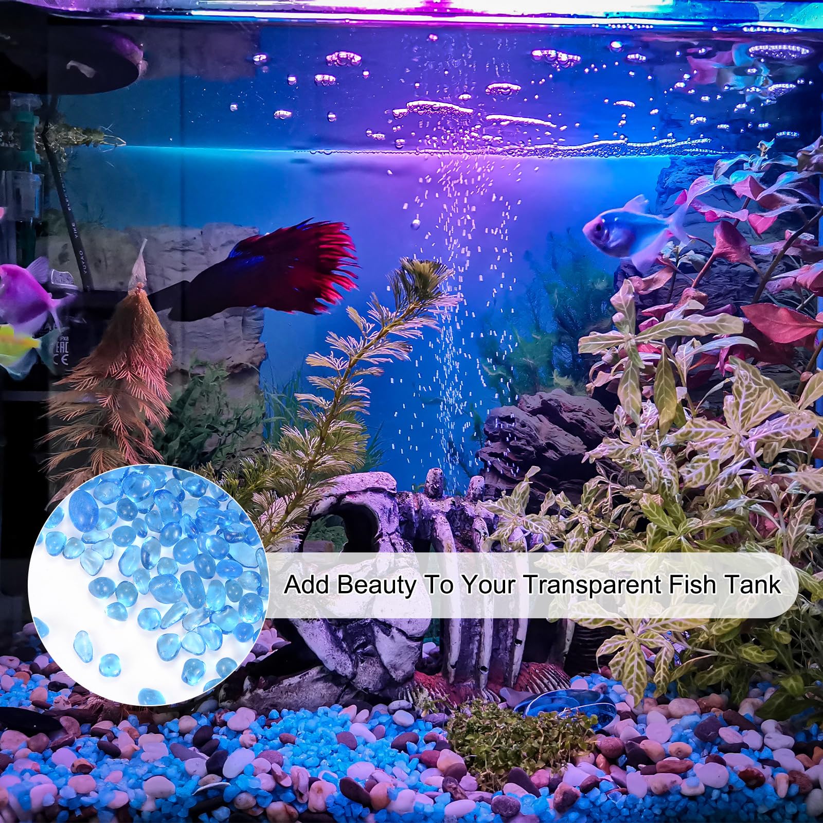 M METERXITY High Luster Round Fire Glass Beads, Glass Gems, Glass Pebbles - Image 4