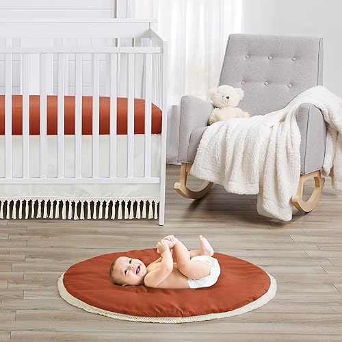 Miniatura 2 de Sweet Jojo Designs Alfombra de juego para bebé, estilo bohemio, bohemio, naranja, para niños, niñas, para la hora del estómago, tapete de juego