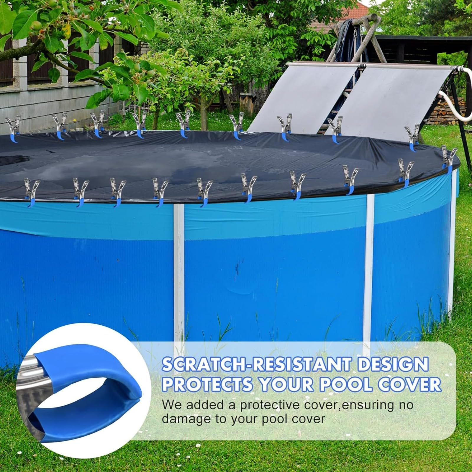 Generic 30 Stück Metallklammern für Oberirdische Pools, siloplane Poolklammern, Poolabdeckungs Klemmzwingen mit Starker Spannkraft, Federzwingen mit Schutzfolie