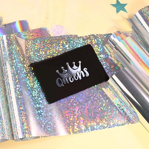 Miniatura 5 de Tintnut Rollo de vinilo de transferencia de calor gris metálico de 12 pulgadas x 6 pies, vinilo holográfico para planchar en camisetas, compatible