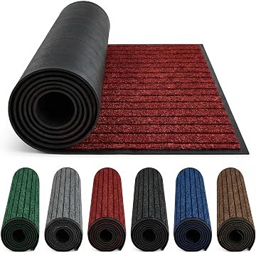 Fit Even Indoor/outside Door Mats for Front Door Mat - Super Absorbent Kitchen Mats Non Slip Waterproof Washable Rug Dirt Scrapper Entrance Door Mat - Red, 50 x 90 cm