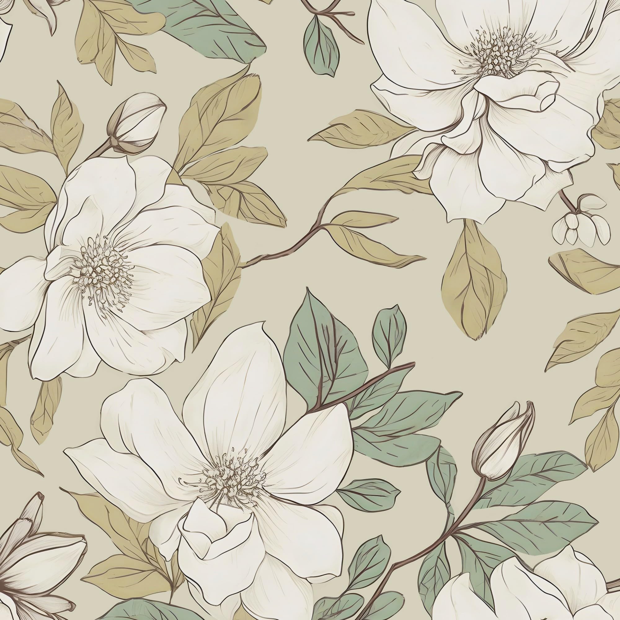 Laatse Beige Floral Wallpaper