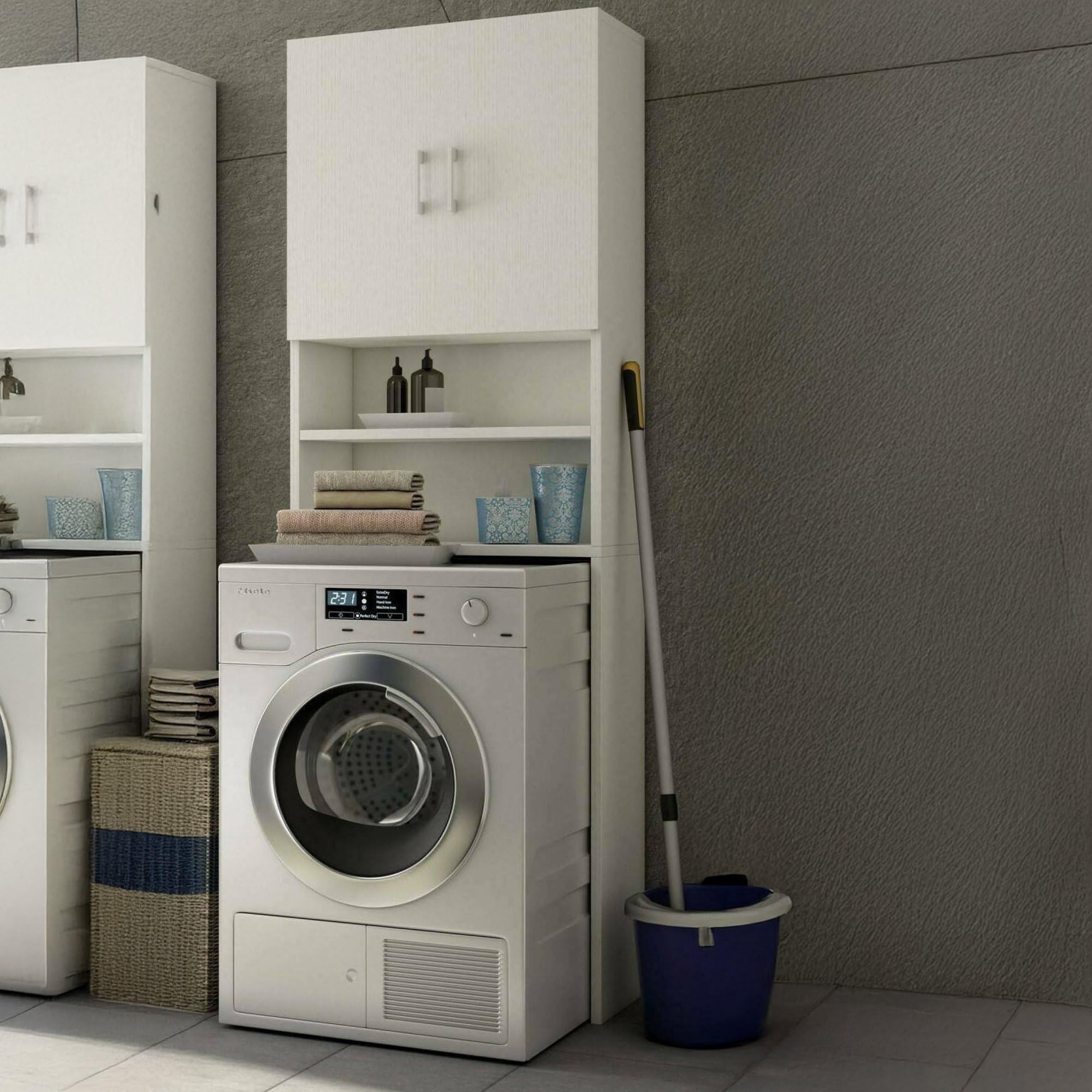 armadio multiuso a 2 porte in legno bianco 65x32x195 cm