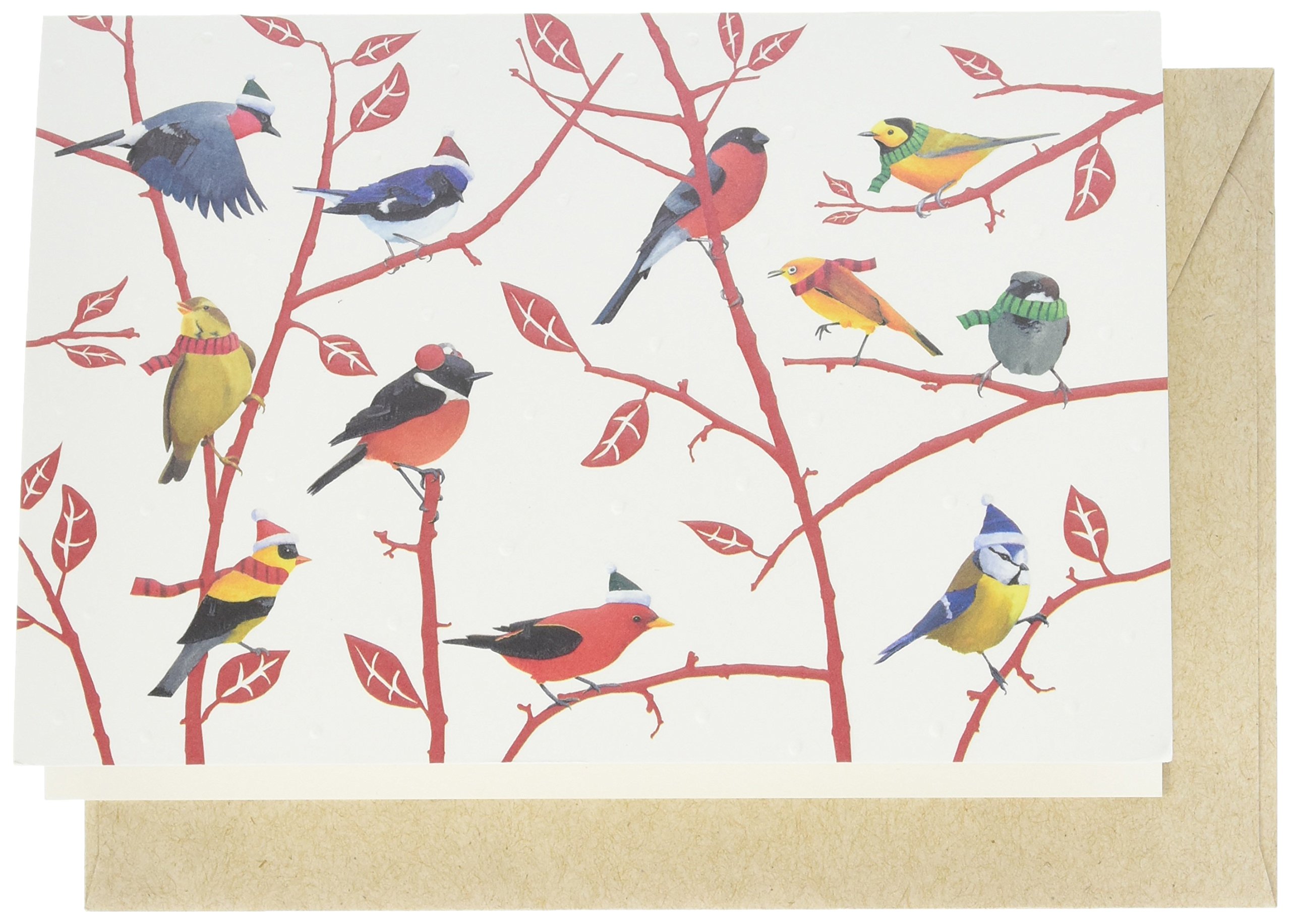 Design Design Vögel auf Ästen mit Hüten Geschenkverpackung Weihnachten Karten (188–76666)
