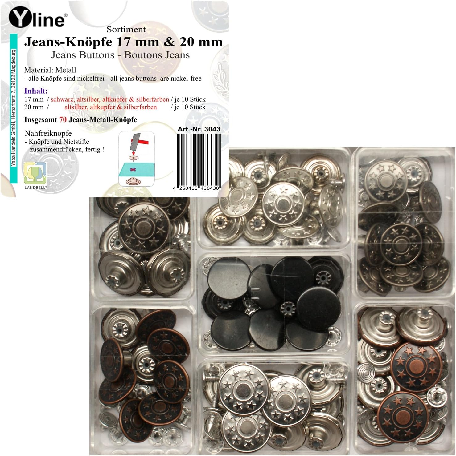 Boutons Jeans 17 mm - Bronze motif laurier