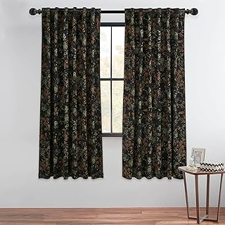 StangH Black Velvet Curtains 63 inch Length Luxury Short Room Darkening Curtains Print Floral Vintage Home Decor for Bathroom/Bedroom/Dining Room, W52 x L63, 2 Panels - Buy now
