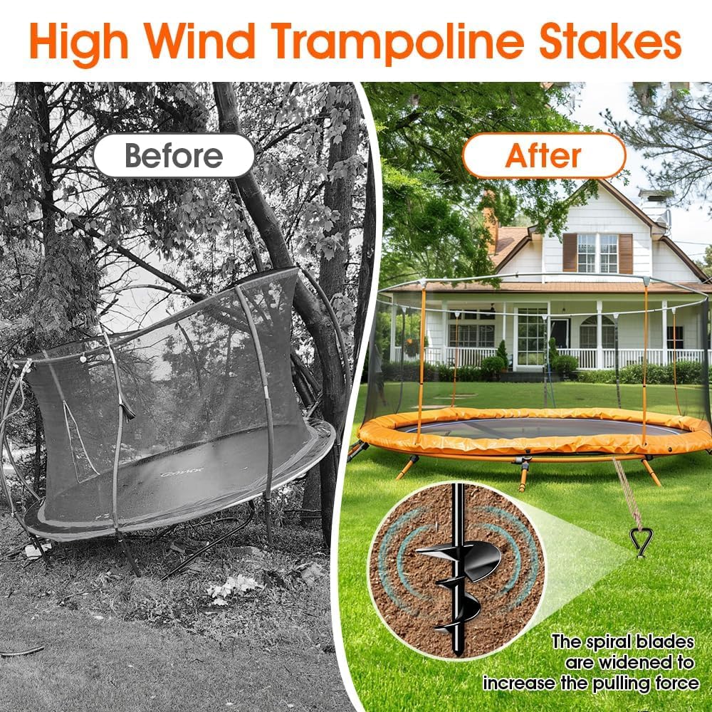 Ground Anchors, Ground Anchors, Trampoline for Turning, Set of 8, Heavy Duty Trampoline, for Tents, Swing Frame, Awnings, Camping, Strong Wind Resistance, Rustproof