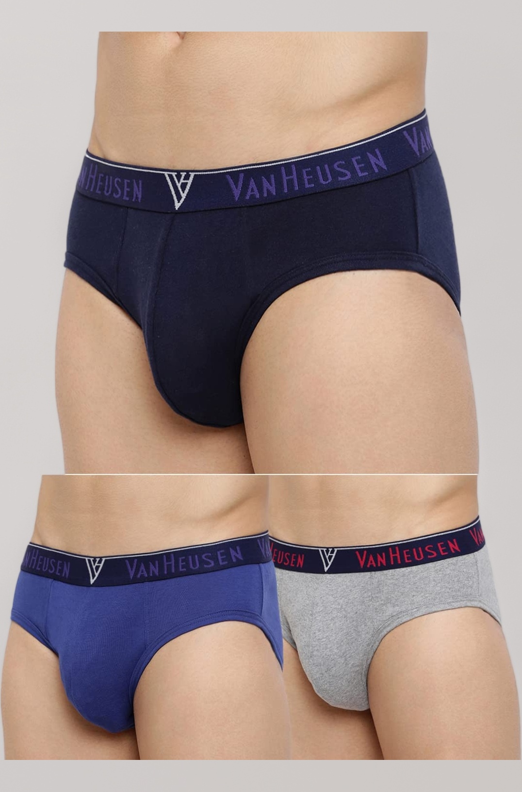 Van Heusen Men Anti Bacterial Briefs - 100% Cotton - Pack of 3 - Colour Fresh, Moisture Wicking