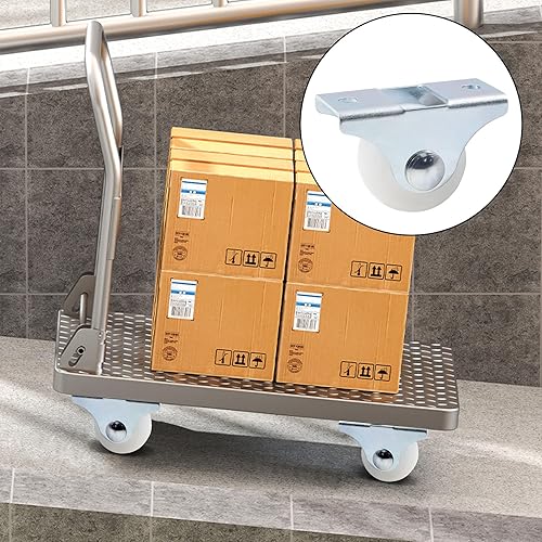 Miniatura 7 de 20 ruedas giratorias de 1 pulgada, rígidas, no giratorias, con placa superior de metal, ruedas de plástico duro blanco para muebles, color plateado