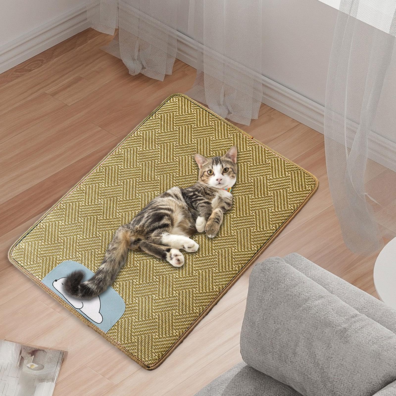 Alfombrilla para Perros, Manta para Gatos, Artículos para Mascotas de Ratán Tejido, Cojín para Dormir, Alfombrilla para Dormir, a