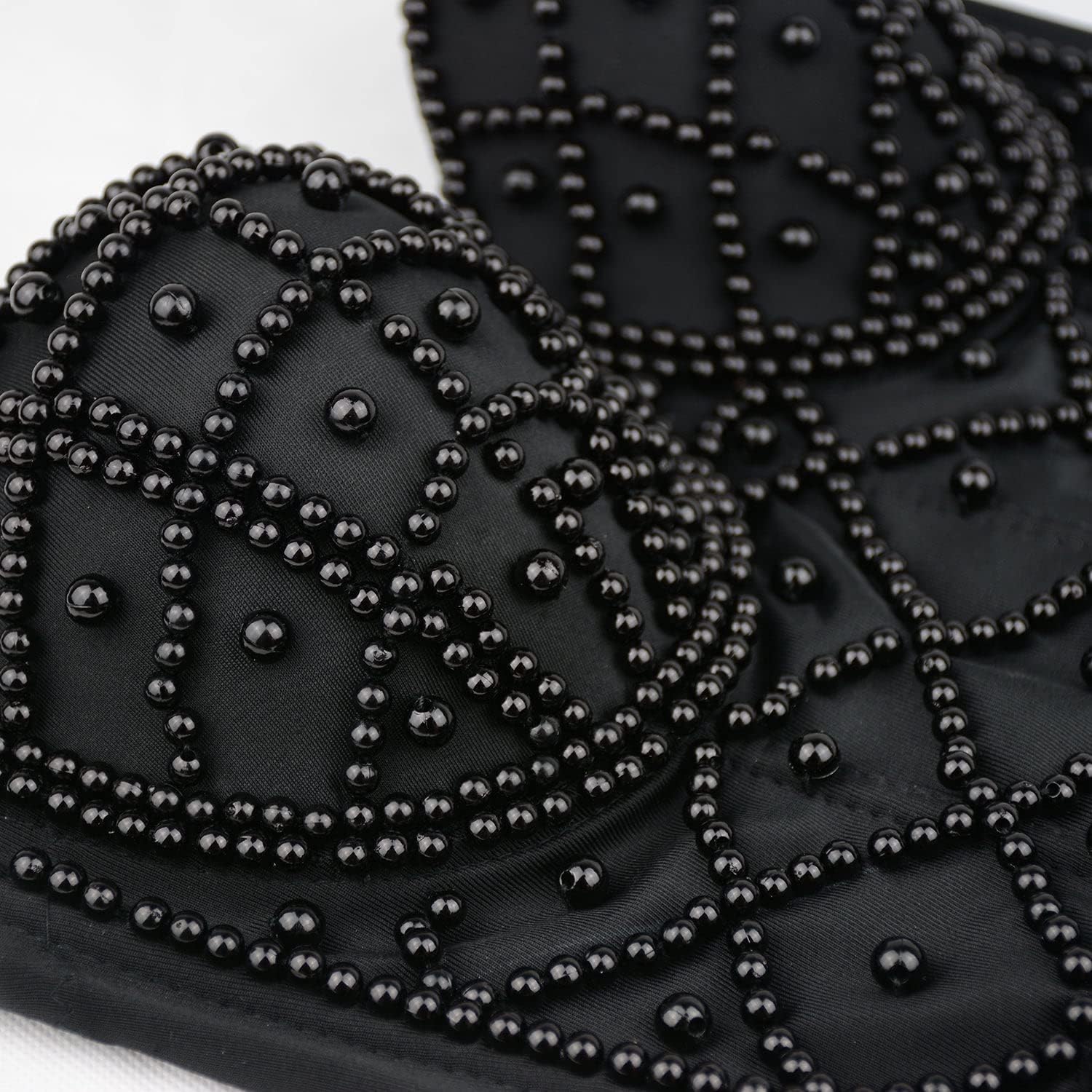 ELLACCI Sexy Pearls Beaded Bustier Corset Crop Top Club Party Cage Bra White - Image 4