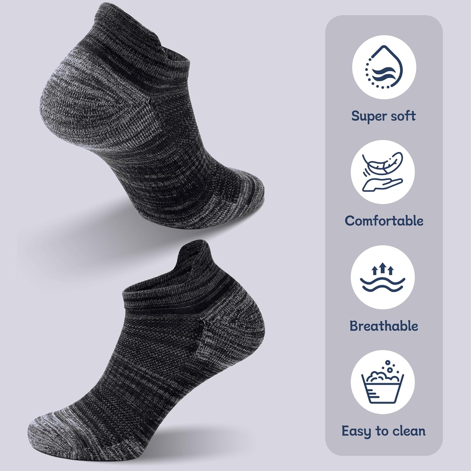 Mens Socks Ankle Running Athletic Low Cut Cushioned Moisture Wicking Short Socks for Men 5 Pairs - Image 5