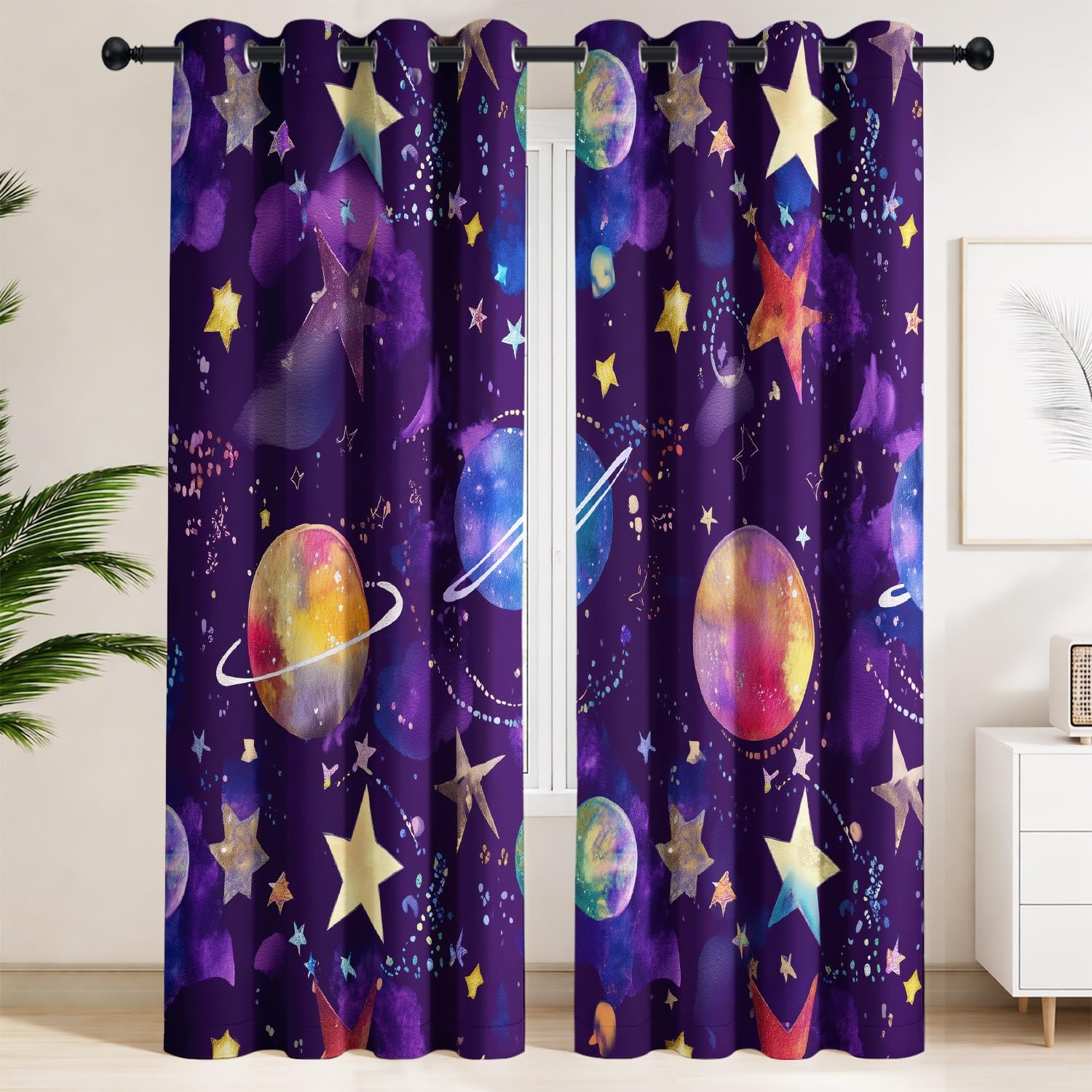 Rideaux isolants thermiques ciel étoilé occultant pour chambre 117x137cm