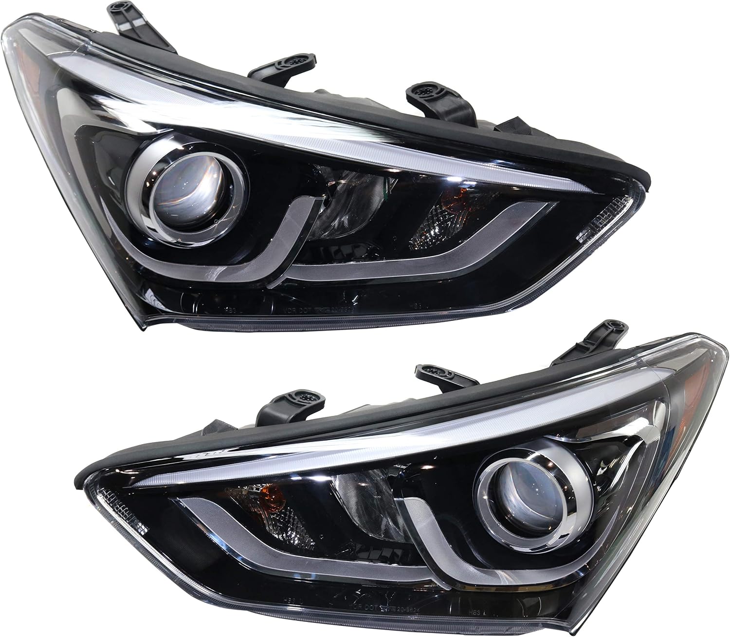 Garage-Pro Headlight Assembly Pair for 2017-2018 Hyundai Santa Fe Sport (Halogen with Bulbs)