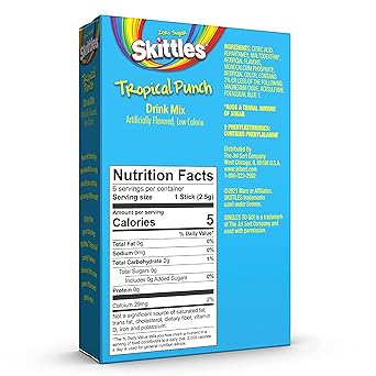 Amazon.com : Skittles Tropical Punch Singles to Go Powdered ...