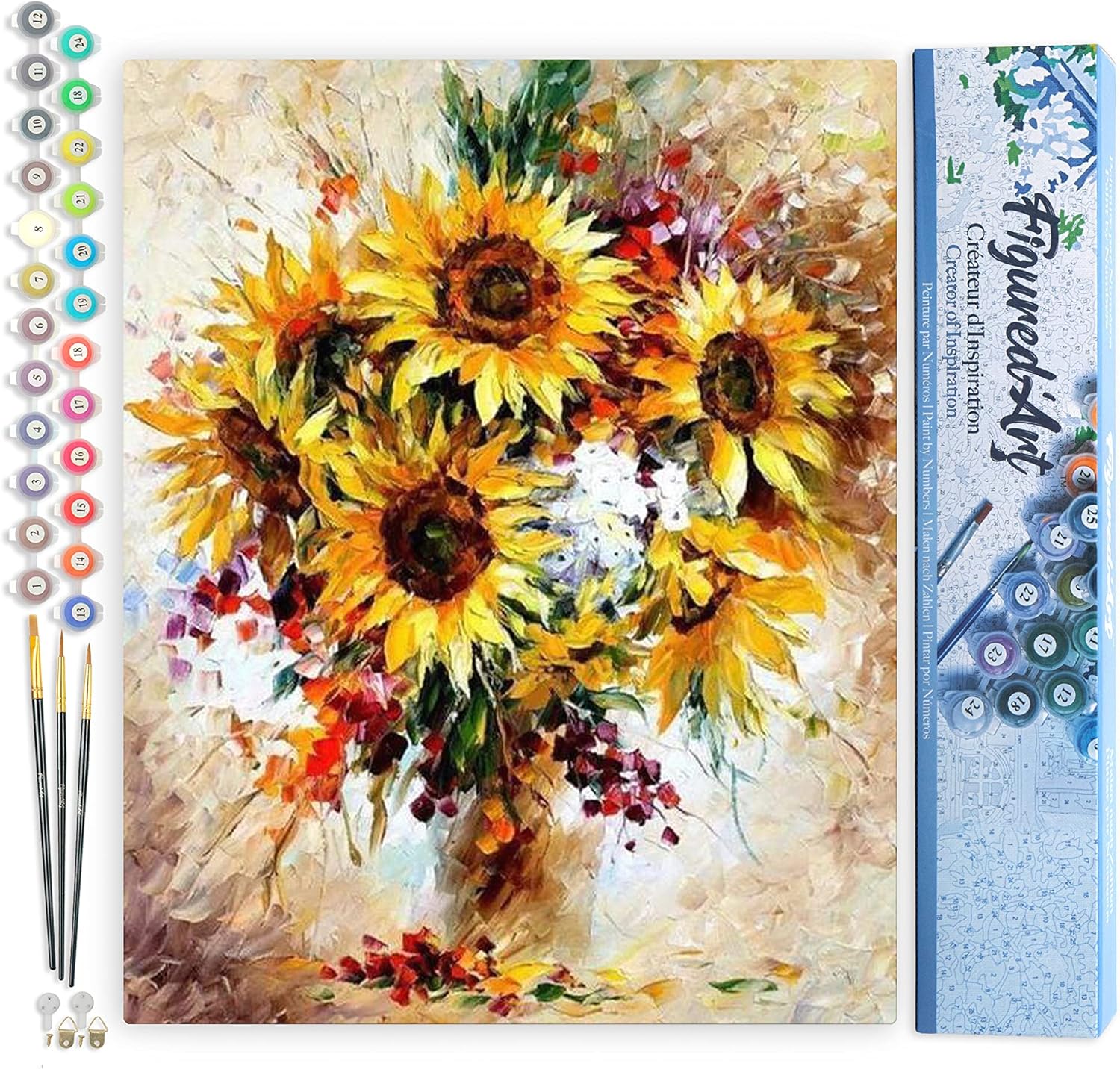 Figured'Art Paint by Numbers for Adults Pretty Sunflowers 40x50cm