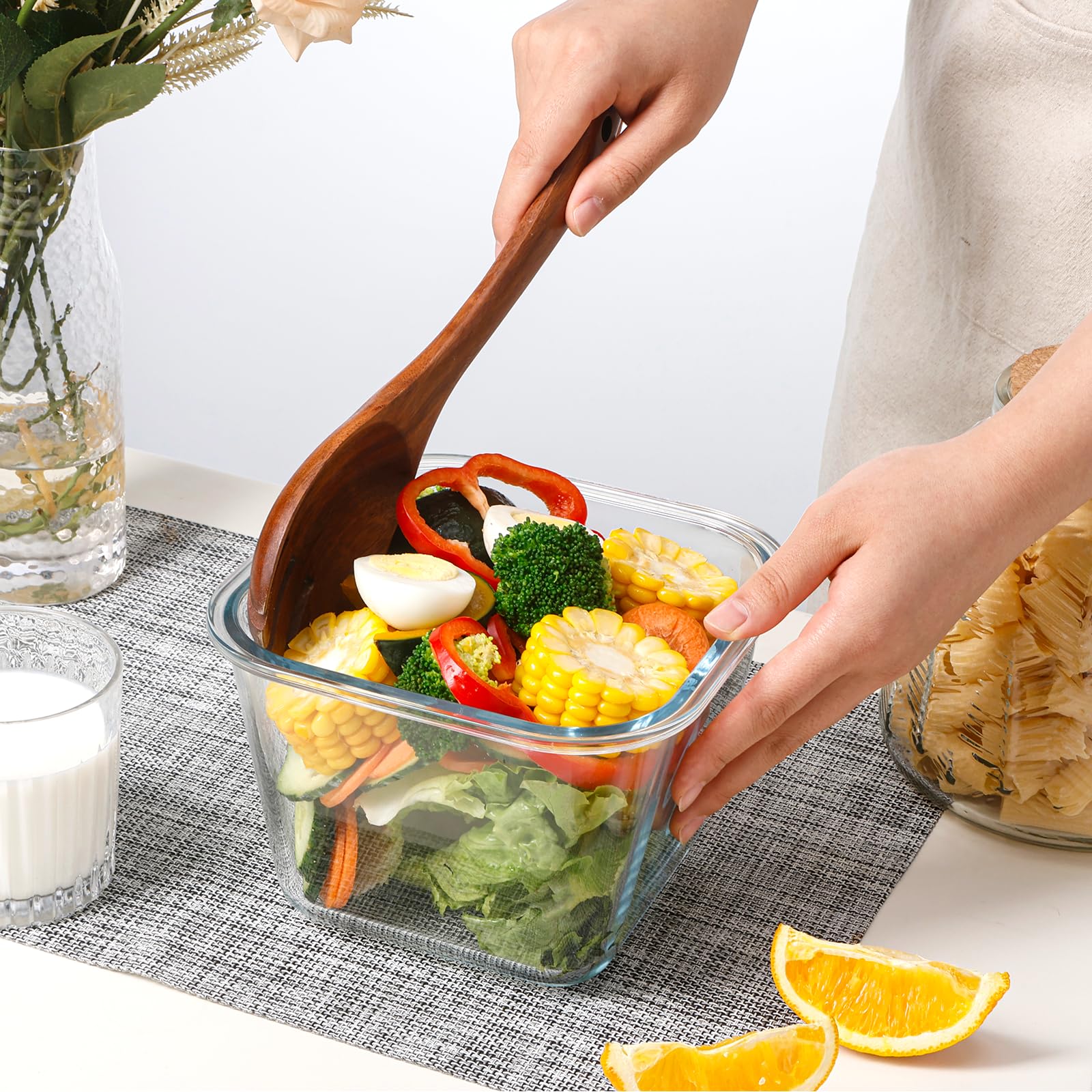 Snapklik.com : NUTRIUPS 68 OZ Square Glass Food Storage Containers, 6 ...