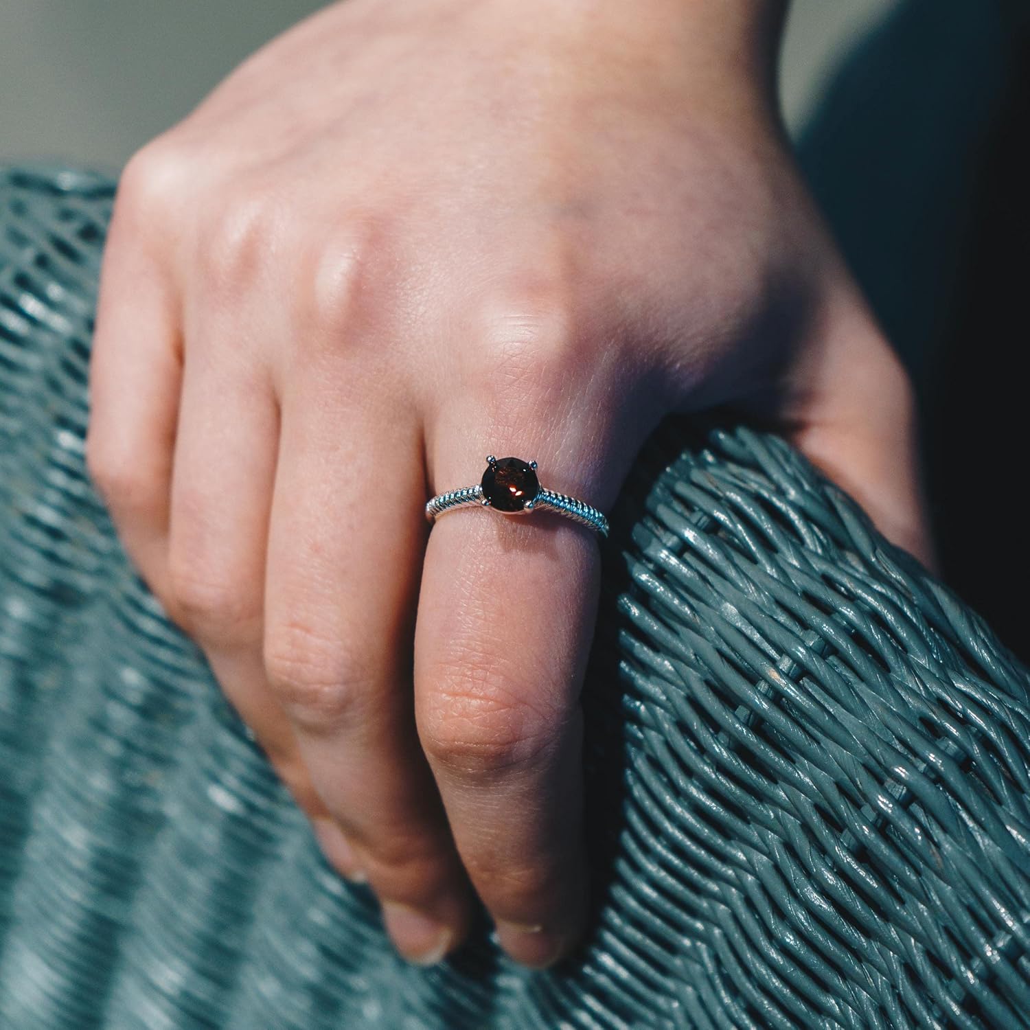 Philip Jones Dark Red Adjustable Crystal Ring Created with Zircondia® Crystals - Image 3