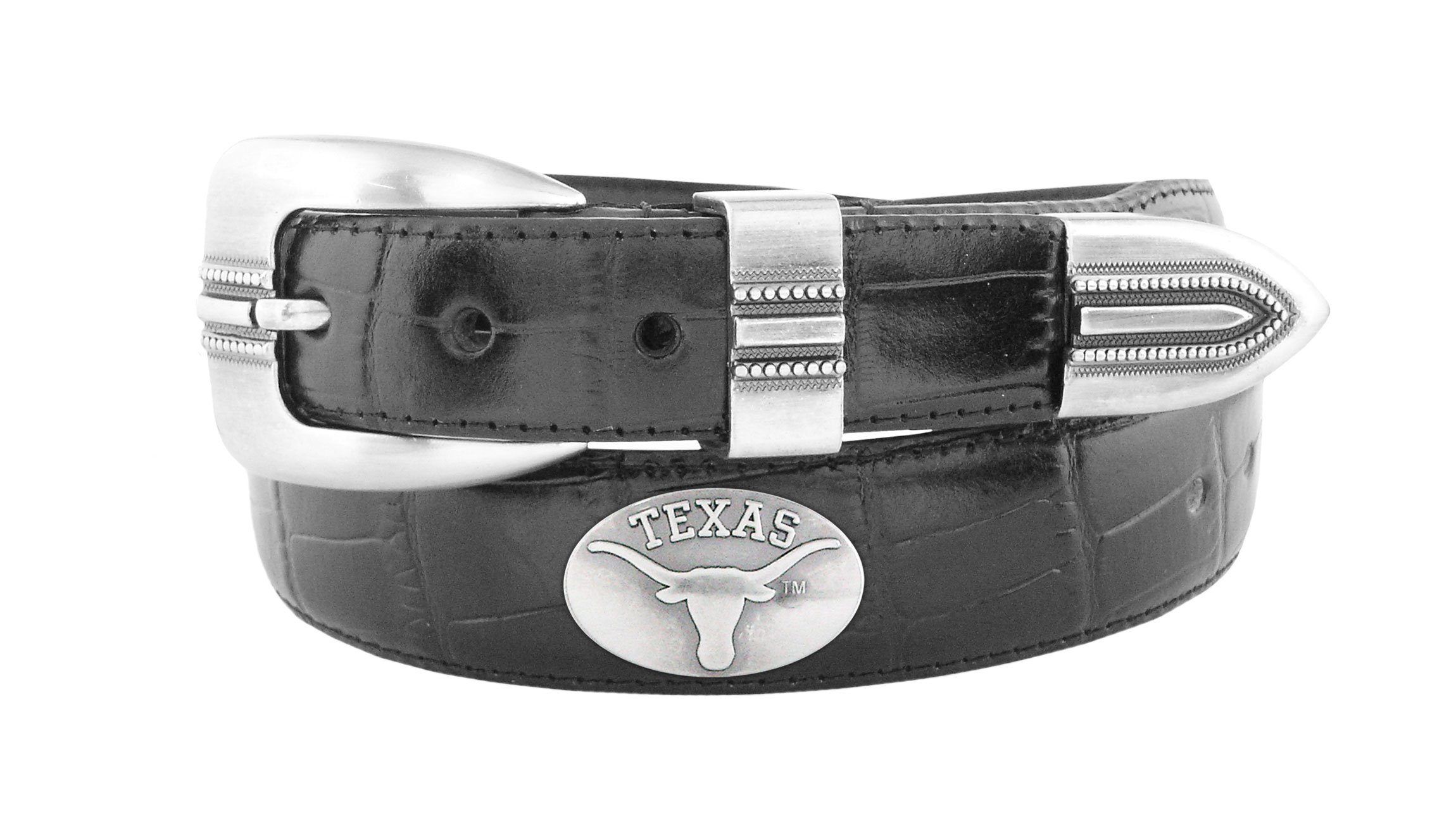 Zeppelin Products Inc. NCAA Texas Longhorns Crocodile Tip Leather Concho Belt