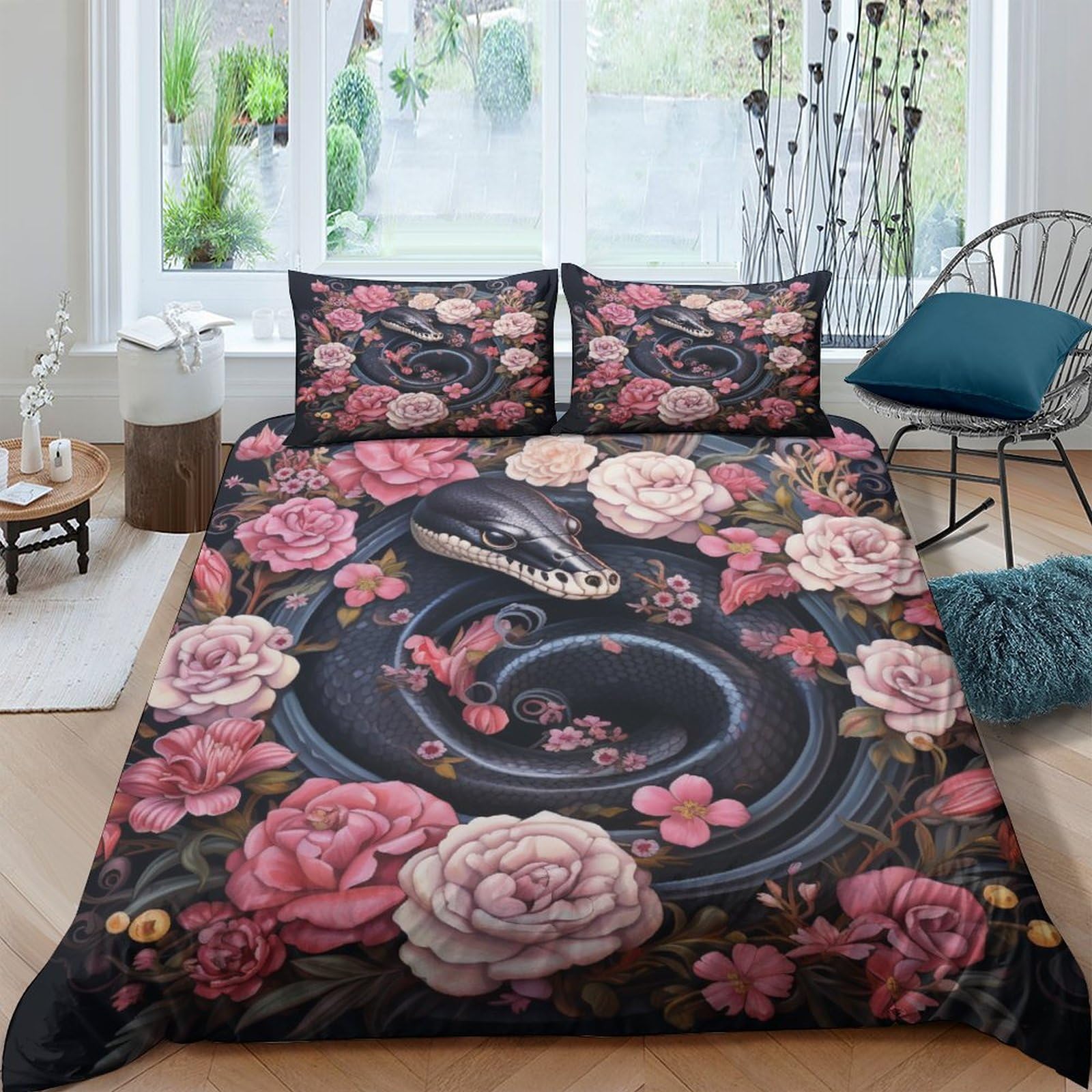 Housse de couette fermeture éclair finis les lits défaits avec ce motif serpent